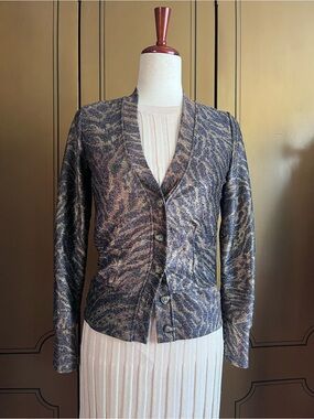 Ganni Metallic Animal Print Cardigan